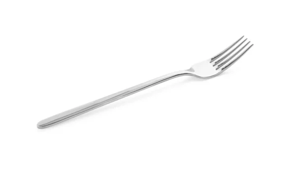 One Shiny Metal Fork Isolated White —  Fotos de Stock