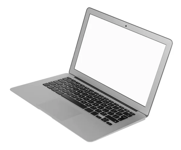 Moderner Laptop Mit Leerem Bildschirm Isoliert Auf Weiß — Stockfoto