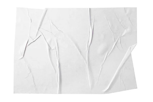 Cartaz Papel Vincado Branco Isolado Branco Vista Superior — Fotografia de Stock