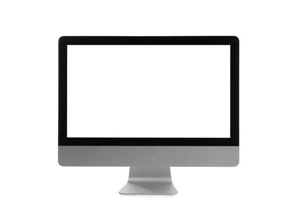 Computer Moderno Con Schermo Vuoto Isolato Bianco — Foto Stock