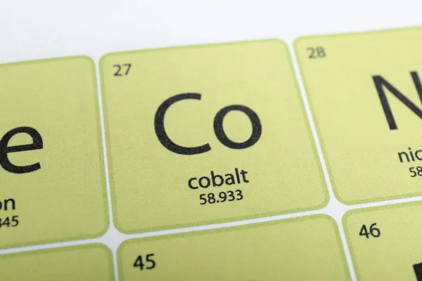 Símbolo Cobalto Tabla Periódica Elementos Químicos Vista Primer Plano —  Fotos de Stock