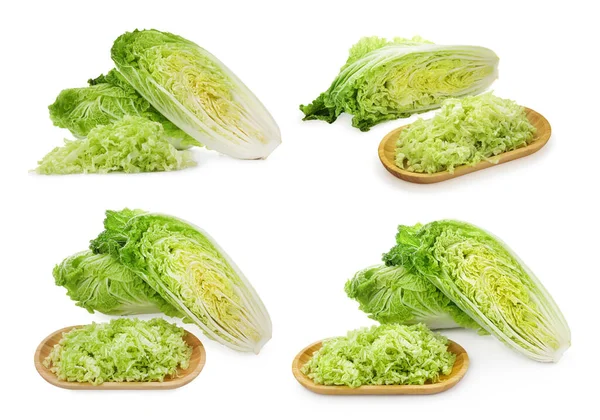 Collage Fresh Chinese Cabbages White Background — Stock Photo, Image