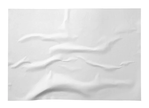 Blanco Gekreukte Papieren Poster Geïsoleerd Wit Bovenaanzicht — Stockfoto