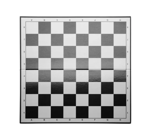 Leeres Schachbrett Isoliert Auf Weiß Ansicht Von Oben — Stockfoto