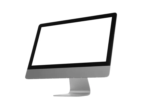 Moderner Computer Mit Leerem Bildschirm Isoliert Auf Weiß — Stockfoto