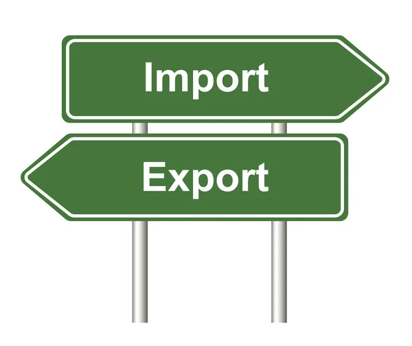 Import Export Flèche Forme Panneau Vert Sur Fond Blanc — Photo