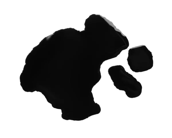白い背景に黒い絵具の塊 トップビュー — ストック写真