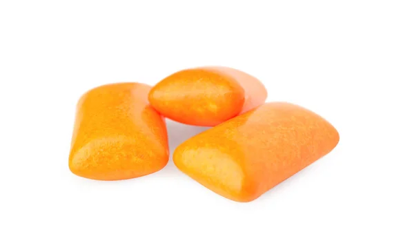 Вкусные Апельсиновые Жевательные Резинки Изолированные Белом — стоковое фото
