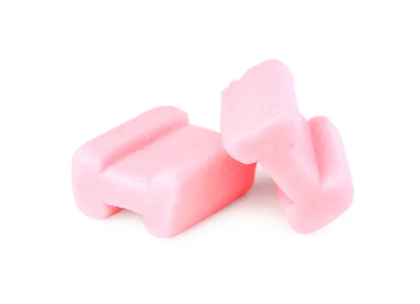 Lekker Roze Kauwgom Geïsoleerd Wit — Stockfoto