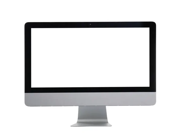 现代计算机与空白屏幕上白色孤立 — 图库照片