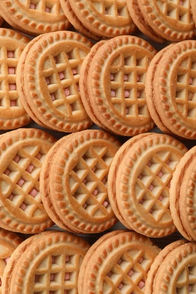 Смачне Бутербродне Печиво Вершками Фон Вид Зверху — стокове фото