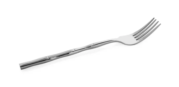 One Shiny Metal Fork Isolated White — Stock Photo, Image