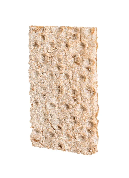 Jeden Chutný Křupavý Chleba Bílém Pozadí Zdravá Svačinka — Stock fotografie