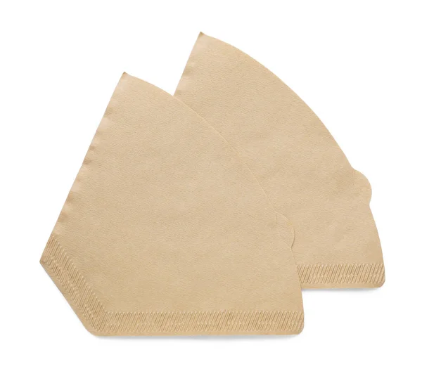 Paper Coffee Filters Isolated White Top View — Stock Photo, Image
