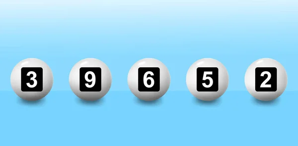 Sada Loterie Koule Čísly Světle Modrém Gradient Pozadí — Stock fotografie