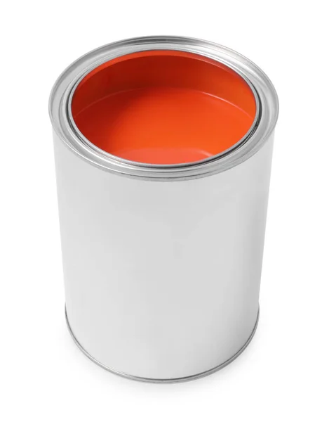 Canette Peinture Orange Isolée Sur Blanc — Photo