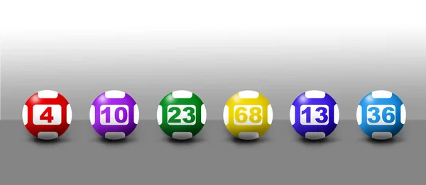 灰色の背景に数字のついた宝くじボールのセット — ストック写真
