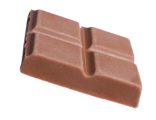 Pezzo Gustosa Barretta Cioccolato Isolata Bianco — Foto Stock