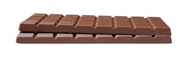 Delicious Milk Chocolate Bars Isolated White — Stock Photo, Image