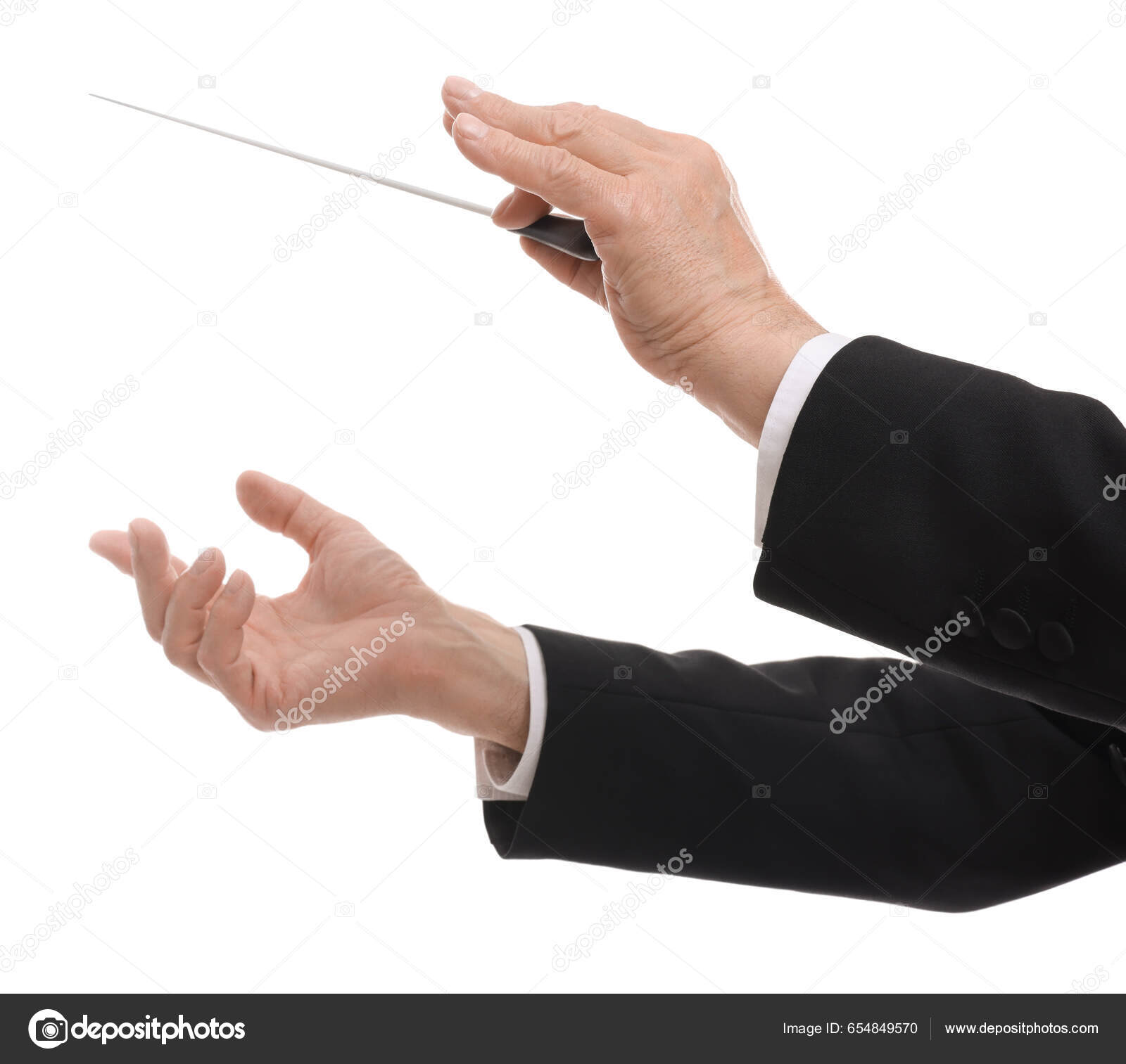 Professional Conductor Baton White Background Closeup Stock Photo by