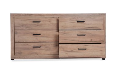 New wooden chest of drawers isolated on white