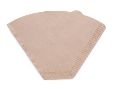 Kağıt kahve filtresi beyaz, üst görünümde izole.