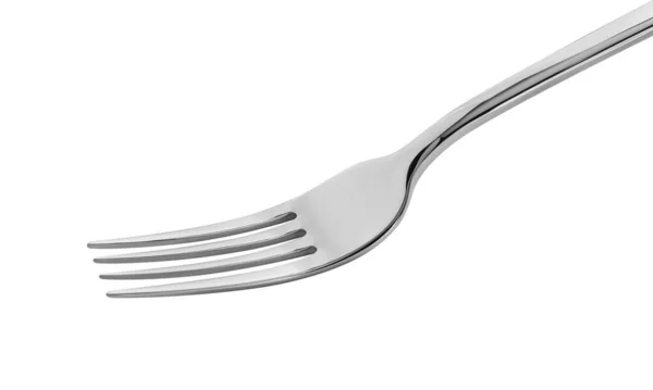 One Shiny Metal Fork Isolated White — Stockfoto
