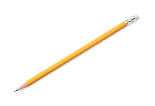 用橡皮隔绝在白色上的石墨铅笔 学校文具 — 图库照片