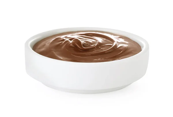 Чаша Вкусной Шоколадной Пасты Изолированной Белом — стоковое фото