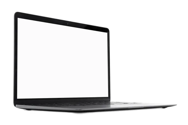 Laptop Com Tela Branco Isolado Branco — Fotografia de Stock