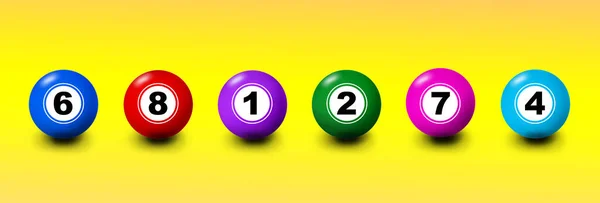 Set Palle Della Lotteria Con Numeri Sfondo Sfumato Giallo — Foto Stock