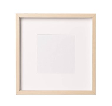 Beyaz arka planda boş ahşap çerçeve. Tasarım için boşluk