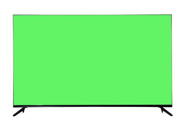 Krómkulcs Kompozitálás Mockup Zöld Képernyő Fehér Háttér — Stock Fotó