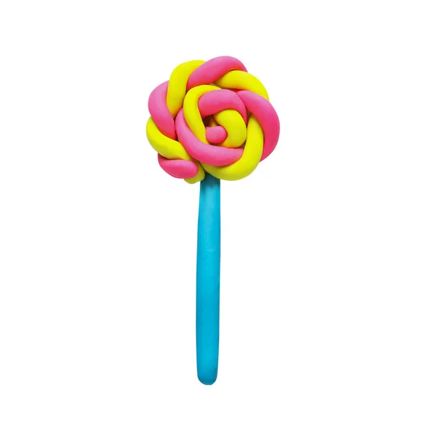 Colorful Lollipop Made Plasticine Isolated White Top View — Stock Photo, Image