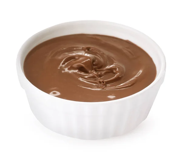 Ciotola Deliziosa Pasta Cioccolato Isolata Bianco — Foto Stock