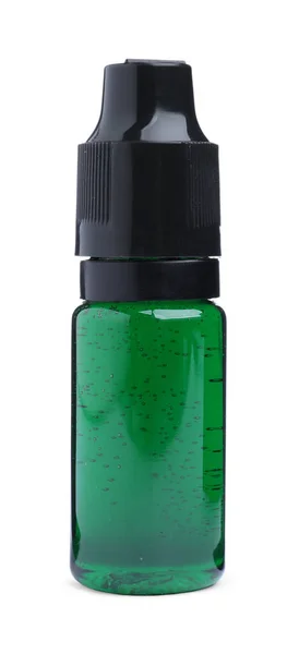 Бутылка Зеленых Пищевых Красителей Белом Фоне — стоковое фото