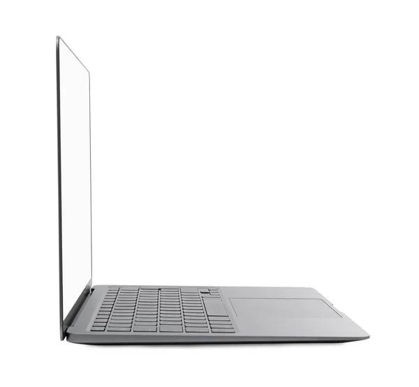 Otwarty Laptop Białym Nowoczesna Technologia — Zdjęcie stockowe