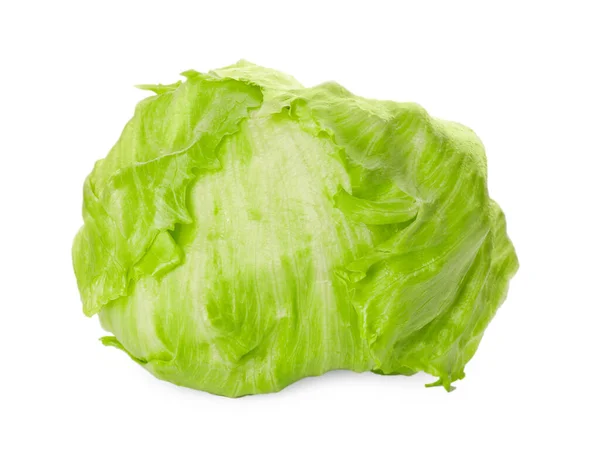 Alface Iceberg Verde Fresca Isolada Sobre Branco — Fotografia de Stock
