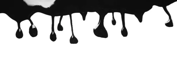Schwarze Hochglanzfarbe Verschüttet Auf Weißem Hintergrund Draufsicht — Stockfoto