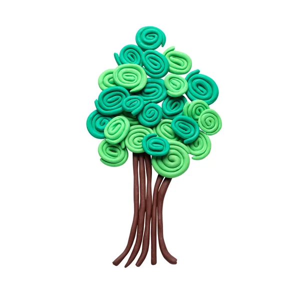 Beautiful Tree Made Plasticine Isolated White Top View — Stock Photo, Image