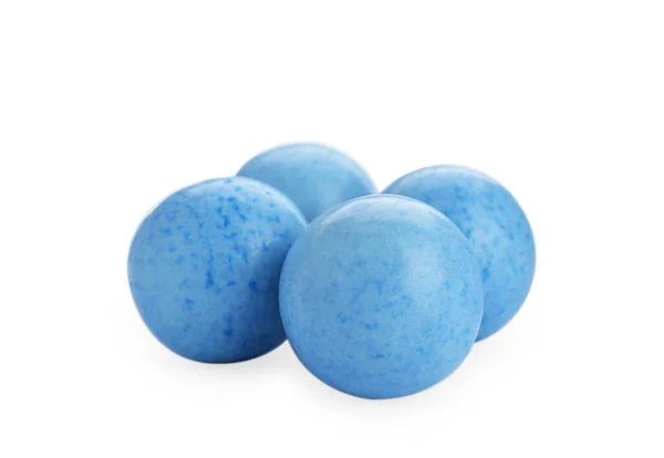 Bolas Goma Masticables Azul Claro Aisladas Blanco — Foto de Stock