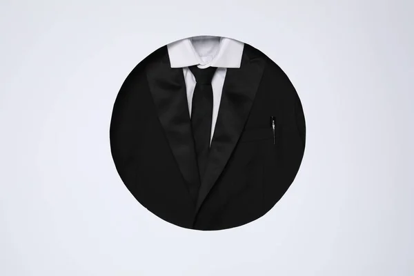 Creative Business Lunch Layout Hole Suit White Background Top View — Stock Photo, Image