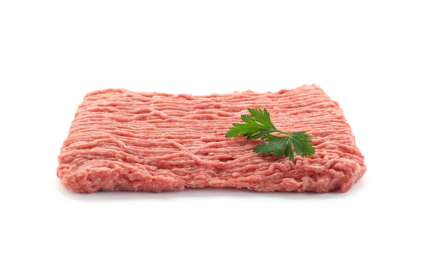 Obearbetat Färskt Malet Kött Med Persilja Isolerad Vitt — Stockfoto