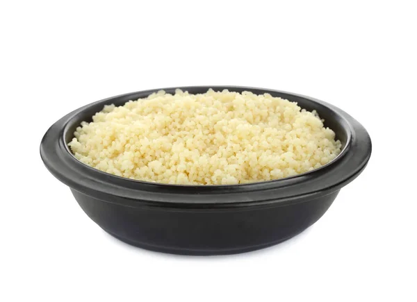 Schaal Van Smakelijke Couscous Witte Achtergrond — Stockfoto