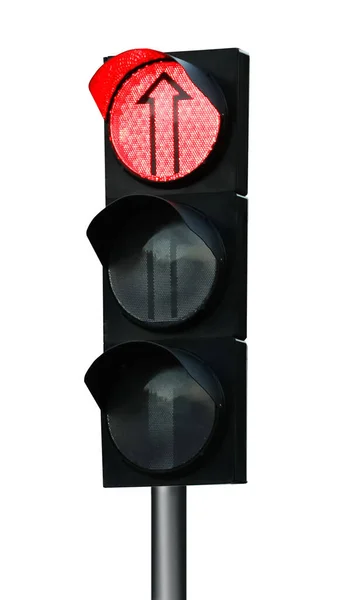现代交通信号灯 箭头与白色隔离 — 图库照片