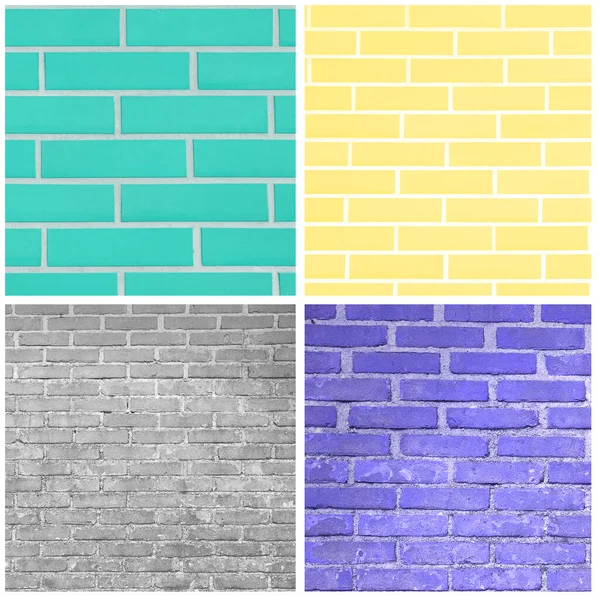 Collage Textures Murales Briques Différentes Couleurs — Photo