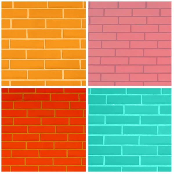 Collage Brick Wall Textures Different Colors — Stock Photo, Image