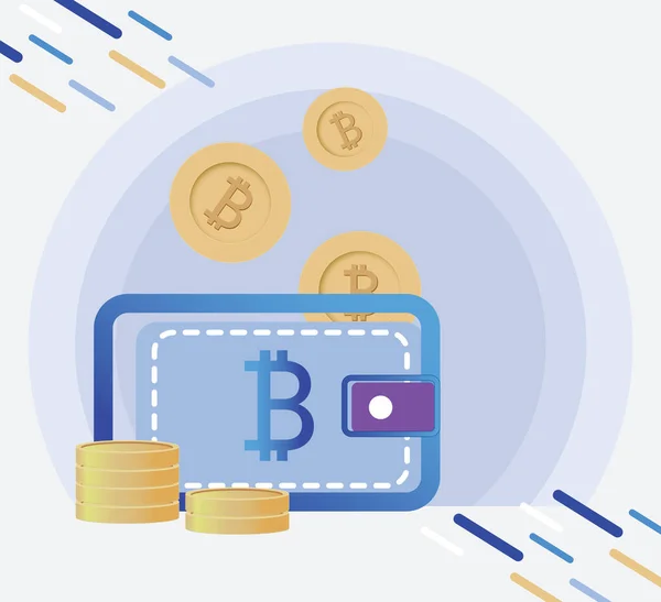 Bitcoins Faller Plånbok Färg Bakgrund Illustration — Stockfoto