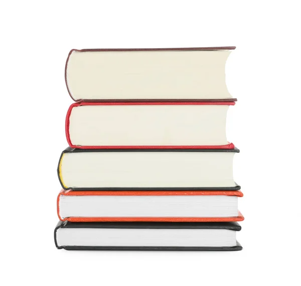 Pila Diversi Libri Sfondo Bianco — Foto Stock