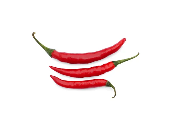 Piros Forró Chili Paprika Elszigetelt Fehér Felső Nézet — Stock Fotó